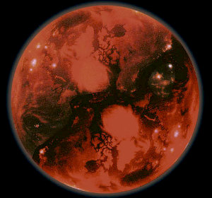 Concepção artística de Nibiru. Alguns acreditam que este é o inferno citado em tantas religiões, e que as almas ruins seriam aprisionadas aí.